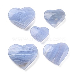 Natural Blue Lace Agate Heart Love Healing Stones, Reiki Energy Balancing Meditation Gift, 25~40x30~46x11~13mm(G-G126-02)