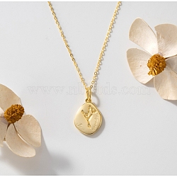 Birth Flower Style 925 Sterling Silver Pendant Necklaces, Real 14K Gold Plated, 17.91 inch(45.5cm)(STER-M116-05A-G)