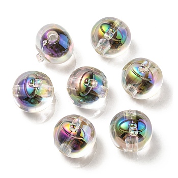UV Plating Rainbow Iridescent Acrylic Beads, Two Tone Bead in Bead, Fruit, Black, 16x15.5x16.5mm, Hole: 3.5mm