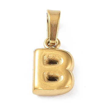 316L Surgical Stainless Steel Charms, Letter Charm, Golden, Letter B, 9.5x6.5x2.5mm, Hole: 2.5x4.5mm
