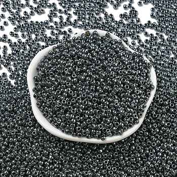 TOHO 8/0 Round Beads, Japanese Seed Beads, (81) Metallic Hematite, 3mm, Hole: 1mm, about 1110pcs/50g