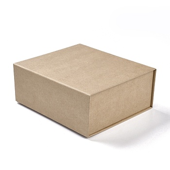 Foldable Cardboard Box, Flip Cover Box, Magnetic Gift Box, Rectangle, BurlyWood, 20x18x8.1cm