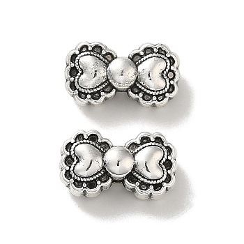 Tibetan Style Alloy Beads, Cadmium Free & Lead Free, Bowknot, Antique Silver, 7.5x13x6mm, Hole: 1.8mm, about 540pcs/1000g
