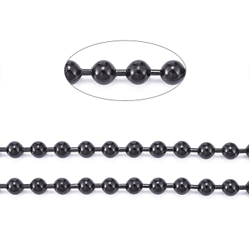 304 Stainless Steel Ball Chains, with Spool, Electrophoresis Black, 4mm, about 32.8 Feet(10m)/roll