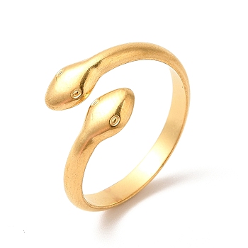 Ion Plating(IP) 304 Stainless Steel Cuff Rings, Snake Open Finger Rings for Women Men, Real 18K Gold Plated, 3~11.5mm, Inner Diameter: US Size 8 1/4(18.3mm)