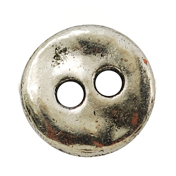 Lead Free Antique Silver Tibetan Style Flat Round Buttons, 13x2mm, Hole: 2.5mm