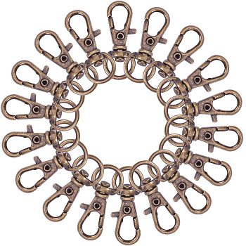 Alloy Swivel Lobster Claw Clasps, Swivel Snap Hook, Jewellery Making Supplies, Antique Bronze, 32.5x11x6mm, Hole: 9x5mm