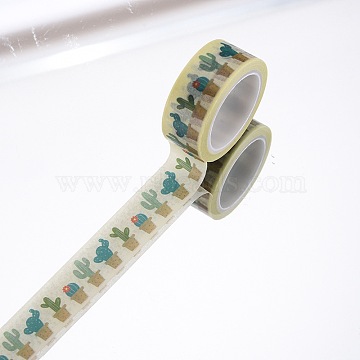 DIY Scrapbook Decorative Paper Tapes, Adhesive Tapes, Cactus, Yellow, 15mm, 5m/roll(5.46yards/roll)(DIY-F016-P-07)