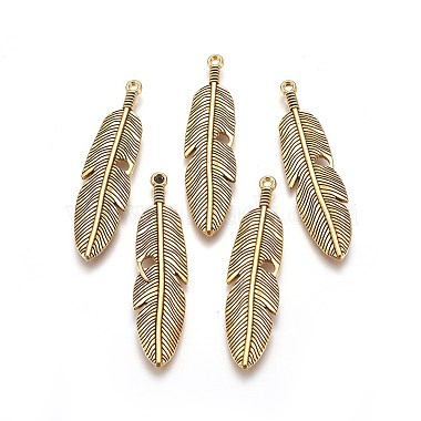 Pendentifs gros en alliage de plumes de style tibétain (TIBEP-A12720-AG-RS)-2