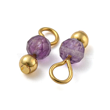 Natural Amethyst Faceted Round Charms(PALLOY-NH00004)-2