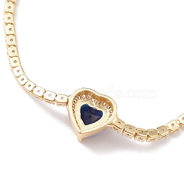 Cubic Zirconia Heart Link Silder Bracelet with Crystal Rhinestone(BJEW-C040-01G)-4