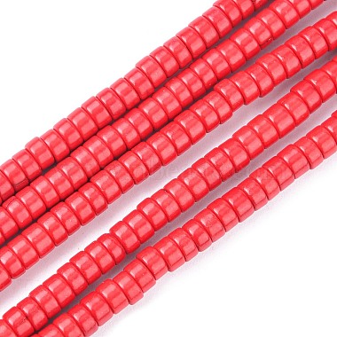 6mm FireBrick Flat Round Synthetic Turquoise Beads