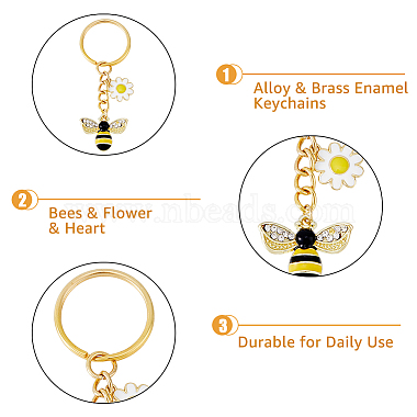 8Pcs 2 Style Alloy & Brass Enamel Keychains(KEYC-DC0001-14)-4