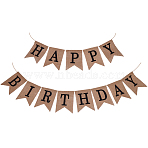 1 Set Word Happy Birthday Linen Hanging Banners Flags, for Birthday Party Decorations, Black, 5000mm(AJEW-SP0001-51B)