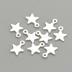 925 Sterling Silver Charms, Star, Silver, 5x6x0.5mm, Hole: 0.5mm(STER-S002-30)