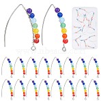 10Pairs Chakra Jewelry, Dangle Earrings, with Natural Malaysia Jade Beads, 304 Stainless Steel Earring Hooks and Copper Wire, Stainless Steel Color, 41x32x4.4mm(EJEW-CN0001-01)