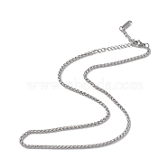 304 Stainless Steel Wheat Chain Necklace for Men Women, Stainless Steel Color, 15.87 inch(40.3cm)(NJEW-K245-021C)