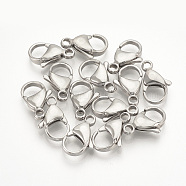 304 Stainless Steel Lobster Claw Clasps, Stainless Steel Color, 12x7x3.7mm, Hole: 1mm(STAS-T029-12)