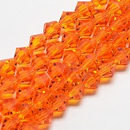 Imitate Austrian Crystal Bicone Glass Beads Strands, Grade AA, Faceted, Dark Orange, 5x5mm, Hole: 1mm, about 59pcs/strand, 11 inch(X-GLAA-F029-5x5mm-11)