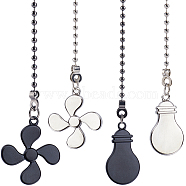 2 Sets 2 Colors Alloy Ceiling Fan Pull Chain Extenders, with Iron Ball Chains, Fan & Bulb Pendant, Mixed Color, 349~354x3mm, 1 set/color(FIND-CP0001-81)