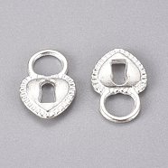 DIY Alloy Pendants, Heart Lock, Silver, 17.5x11.5x2.5mm, Hole: 5.5mm(PALLOY-TAC0011-33S)