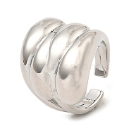 Rack Plating Brass Teardrop Open Cuff Rings for Women, Cadmium Free & Lead Free, Platinum, US Size 5 3/4(16.3mm)(RJEW-G294-08P)
