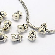 Alloy European Beads, Large Hole Beads, Christmas Snowman, Antique Silver, 13x10x9mm, Hole: 5mm(X-PALLOY-S079-024AS)