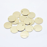 Brass Pendant, Stamping Blank Tag, Long-Lasting Plated, Real 18K Gold Plated, Nickel Free, Flat Round, 16x1mm, Hole: 1.5mm(X-KK-G332-03G-NF)