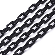 Opaque Acrylic Cable Chains, Oval, Black, 13x8x2mm, 19.68 inch(50cm)/strand(SACR-N010-002A)