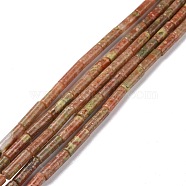 Natural Unakite Beads Strands, Column, 13x4mm, Hole: 1.4mm, about 28pcs/strand, 15.20''(38.6~39.1cm)(G-D464-12)