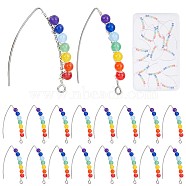 10Pairs Chakra Jewelry, Dangle Earrings, with Natural Malaysia Jade Beads, 304 Stainless Steel Earring Hooks and Copper Wire, Stainless Steel Color, 41x32x4.4mm(EJEW-CN0001-01)