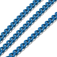 Spray Painted 304 Stainless Steel Curb Chains, with Spool, Unwelded, Dodger Blue, 5x3.5x1.6mm(STAS-B067-05B-05)