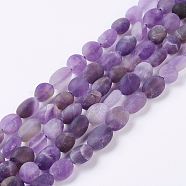Natural Amethyst Bead Strands, Frosted, Nuggets, 7~10x6~8x6mm, Hole: 1mm, about 45pcs/strand, 15.2 inch(38.7cm)(G-J374-02)