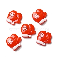 Christmas Opaque Resin Cabochons, Christmas Gloves, Red, 18x19x5mm(RESI-K019-35)