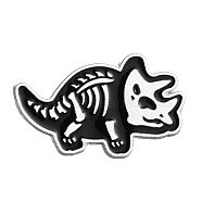 Cartoon Punk Style Alloy Enamel Pins, Dinosaur Skeleton Brooch for Halloween, Black, 29x15mm(PW-WG75506-10)
