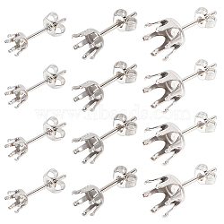 90Pcs 3 Size 304 Stainless Steel Post Stud Earring Settings, Prong Earring Findings for Rhinestone, Stainless Steel Color, Inner Diameter: 4~8mm, Pin: 0.8mm, Fit for 4~8mm Rhinestone, 30Pcs/size(STAS-SC0004-85)