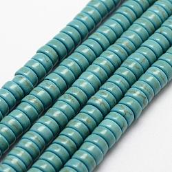 Synthetic Howlite Beads Strand, Dyed, Heishi Beads, Flat Round/Disc, Dark Cyan, 6x3mm, Hole: 1mm, about 120pcs/strand, about 15 inch(G-P228-01-6mm)