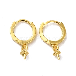 925 Sterling Silver Hoop Earrings Findings, Round, Real 18K Gold Plated, 15mm(STER-Z007-04G)