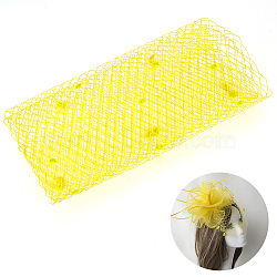 Polyester Birdcage Bridal Veil Netting with Chenille Dot, Mesh Tulle Fabric for DIY Veils Blushers Fascinators, Yellow, 9-5/8~9-7/8 inch(245~250mm)(AJEW-WH0471-103A-05)