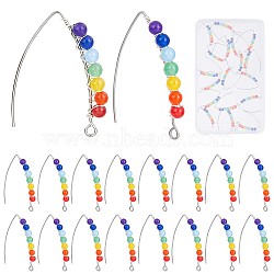 10Pairs Chakra Jewelry, Dangle Earrings, with Natural Malaysia Jade Beads, 304 Stainless Steel Earring Hooks and Copper Wire, Stainless Steel Color, 41x32x4.4mm(EJEW-CN0001-01)