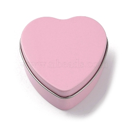 Tinplate Iron Heart Shaped Candle Tins, Gift Boxes with Lid, Storage Box, Pink, 6x6x2.8cm(CON-NH0001-02C)