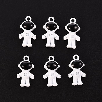 Baking Painted Alloy Pendants, Astronaut, White, 18.2x10x6.2mm, Hole: 1.8mm