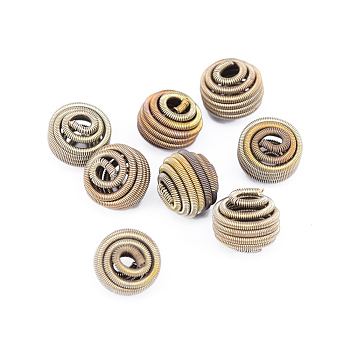 Brass Spring Beads, Coil Beads, Nickel Free, Round, Raw(Unplated), 12x9mm, Hole: 2.5x4mm