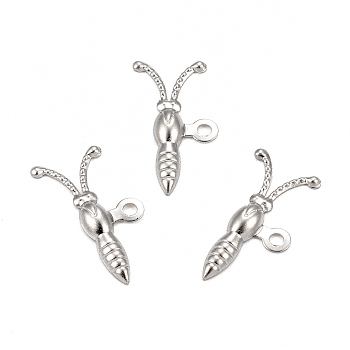 304 Stainless Steel Pendants, Insect, Stainless Steel Color, 20.5x9x2mm, Hole: 1.6mm