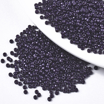 Baking Paint Glass Seed Beads, Fit for Machine Eembroidery, Round, Indigo, 2.5x1.5mm, Hole: 1mm, about 20000pcs/bag