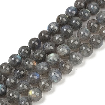 Natural Labradorite Beads Strands, Grade AA, Round, Gray, 8mm, Hole: 1mm, about 48pcs/strand, 15.75 inch