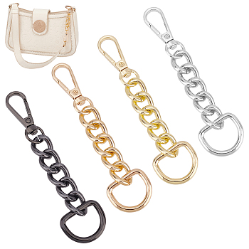 WADORN 4Pcs 4 Colors Alloy Curb Chain Purse Strap Extenders, with Swivel Clasp & D-Ring, Mixed Color, 11cm, 1pc/color