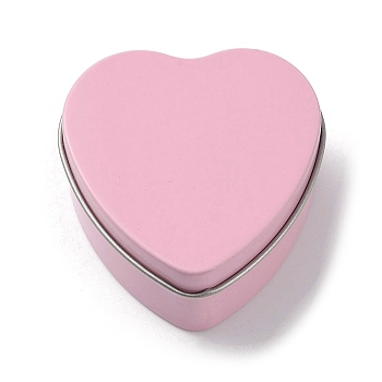 Tinplate Iron Heart Shaped Candle Tins, Gift Boxes with Lid, Storage Box, Pink, 6x6x2.8cm
