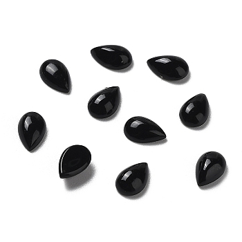Natural Black Onyx Cabochons, Teardrop, Dyed & Heated, 6x4x2mm