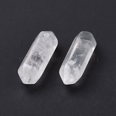 Pendentifs pointus à double borne en cristal de quartz naturel(G-C007-02B-14)-4